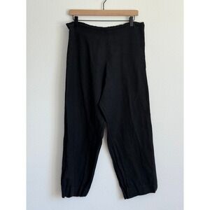 Bryn Walker Pants XL Black Linen Wide Leg Cropped Lagenlook High Rise Made USA